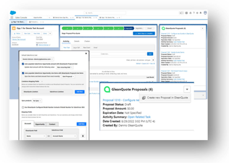 Manage GleanQuote from Salesforce
