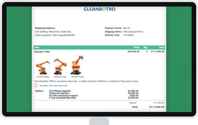 GleanQuote product interface preview